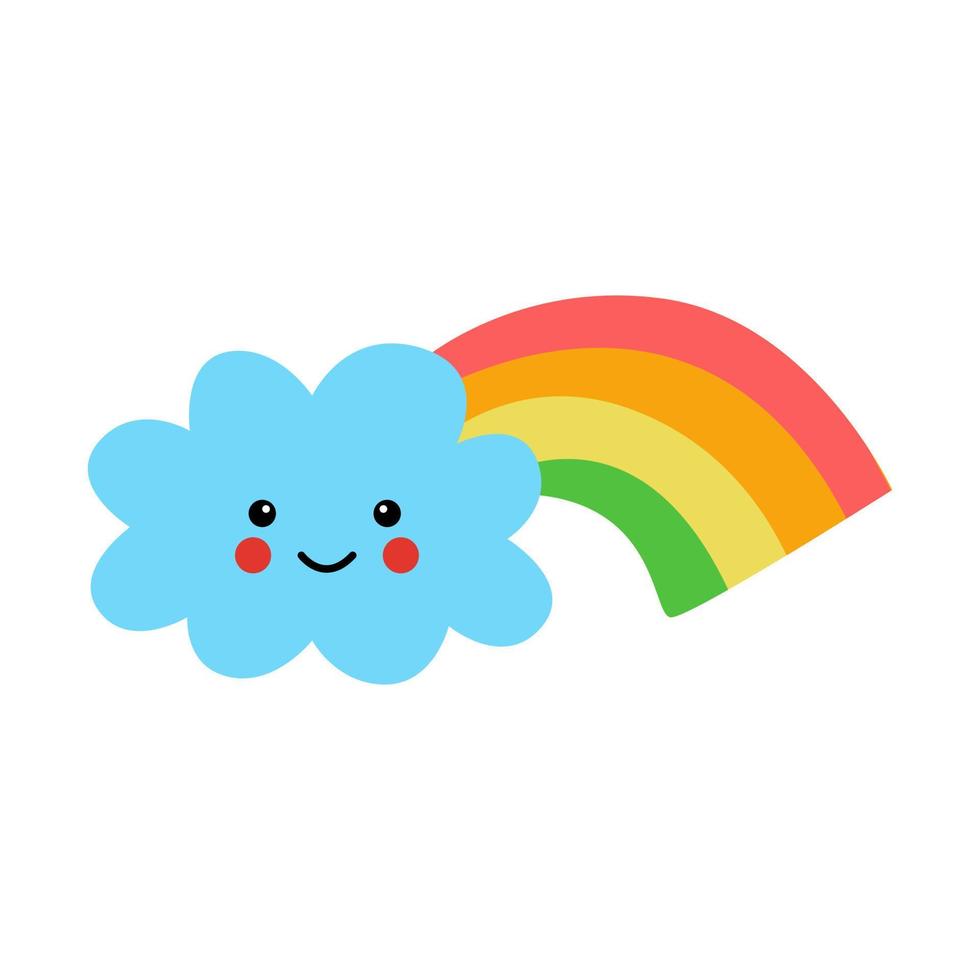 vectorillustratie van schattige wolk met regenboog op witte achtergrond. vector