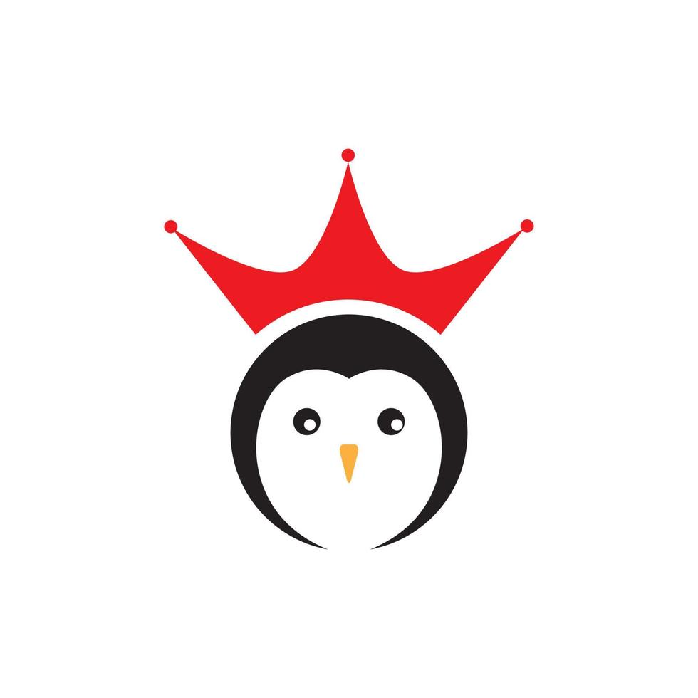 kleine pinguïn schattig met kroon logo ontwerp vector grafisch symbool pictogram illustratie creatief idee