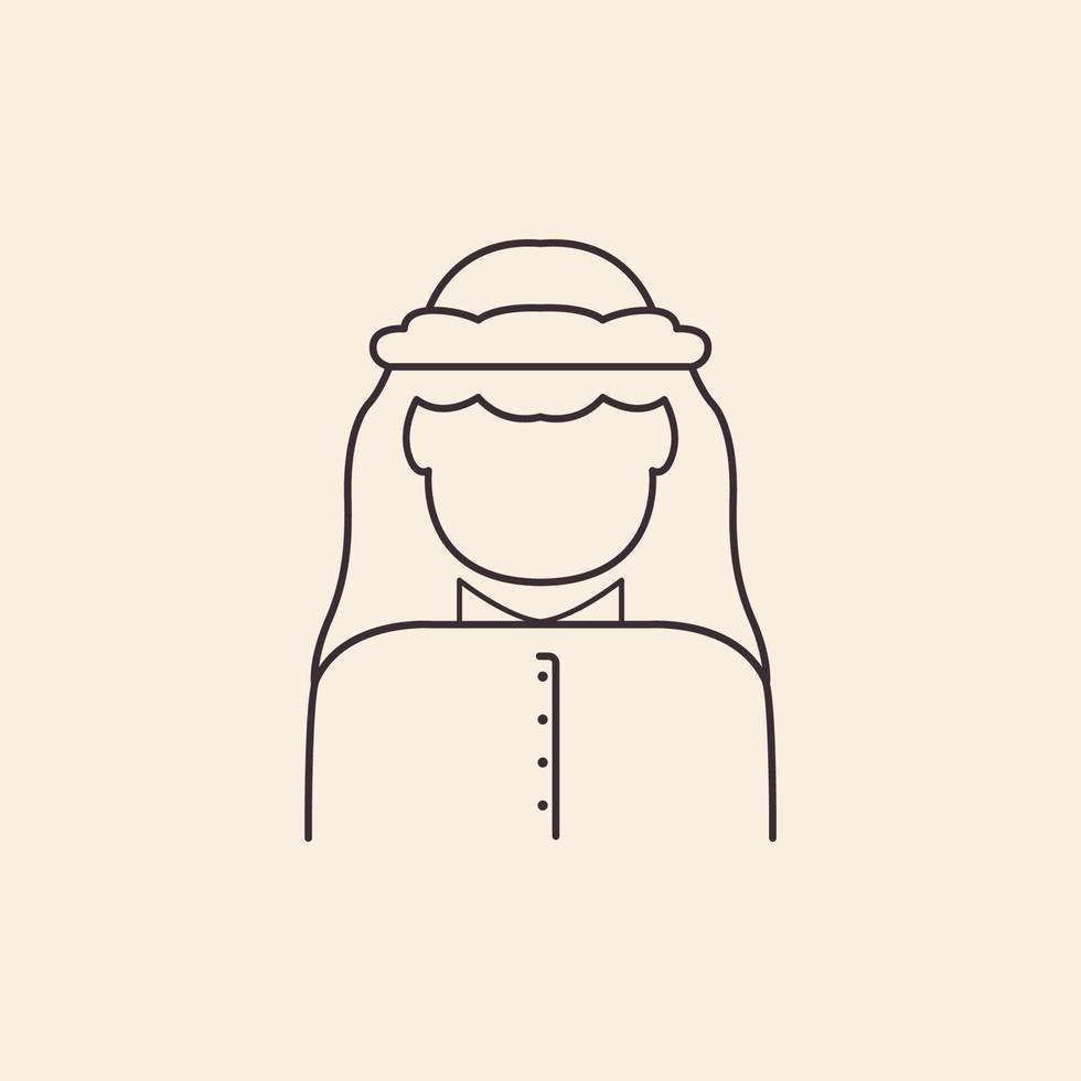 mannen arabisch outfit lijn logo ontwerp vector grafisch symbool pictogram illustratie creatief idee