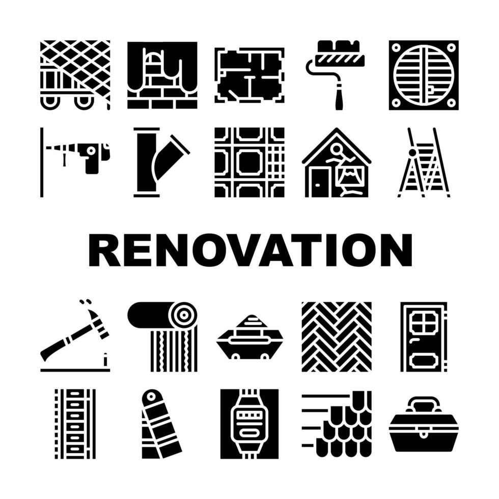 renovatie huis reparatie collectie iconen set vector