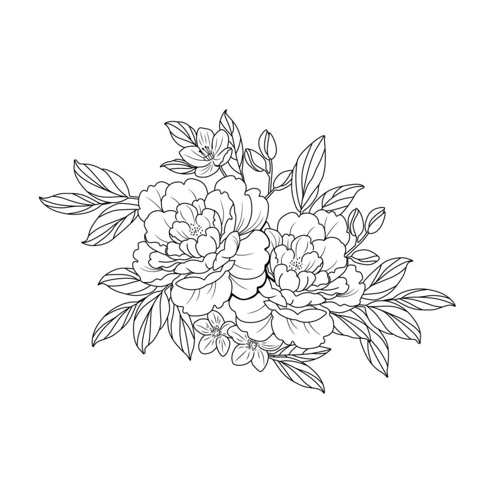 bloemen tekenen met lineart op een witte achtergrond. vector