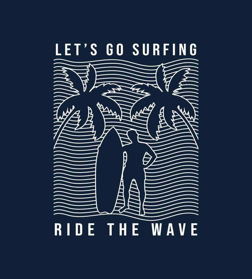 surfen t-shirt ontwerp vector