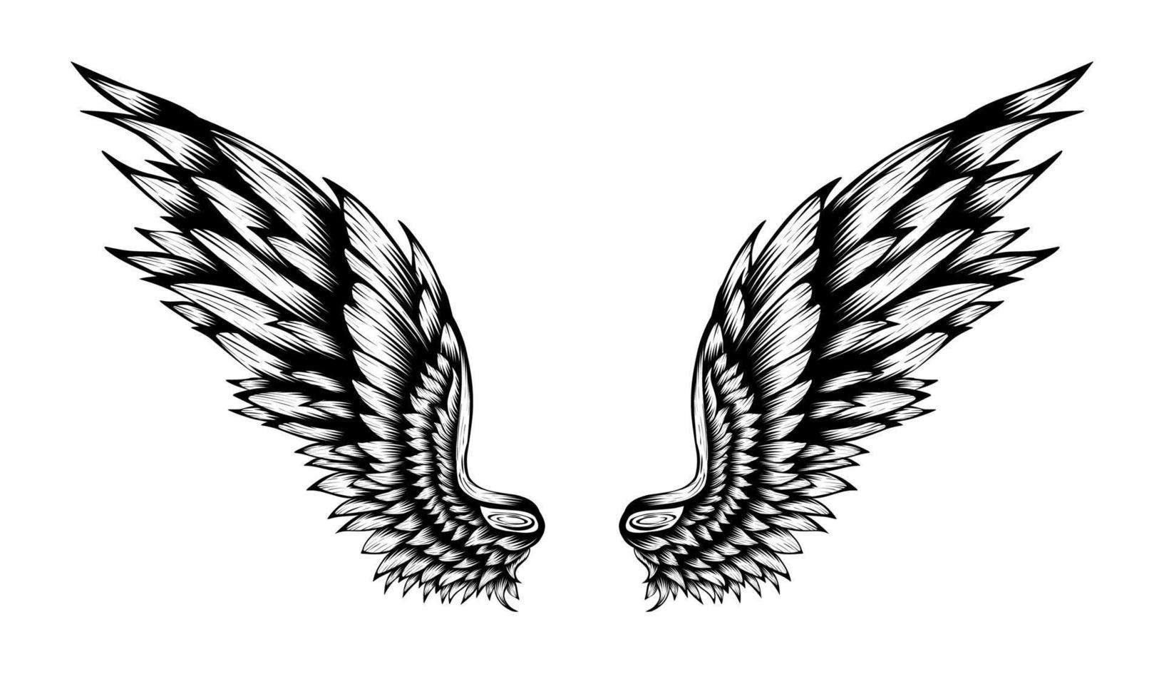 vector tatoeage van engelenvleugels vintage design