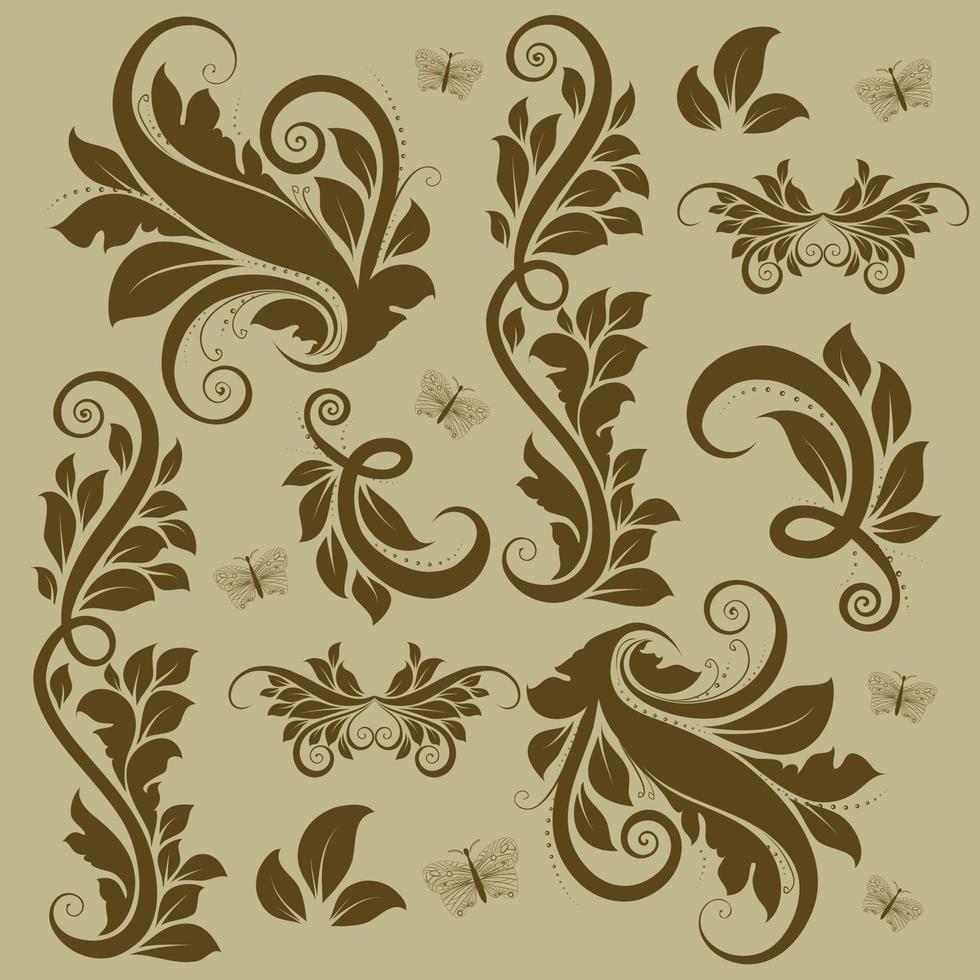 vintage bloemen set vector