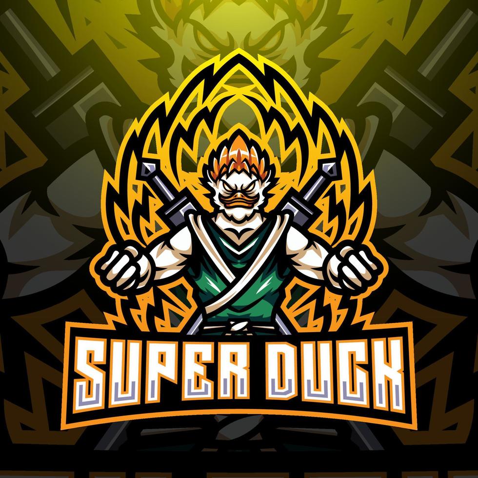 super duck esport mascotte logo ontwerp vector