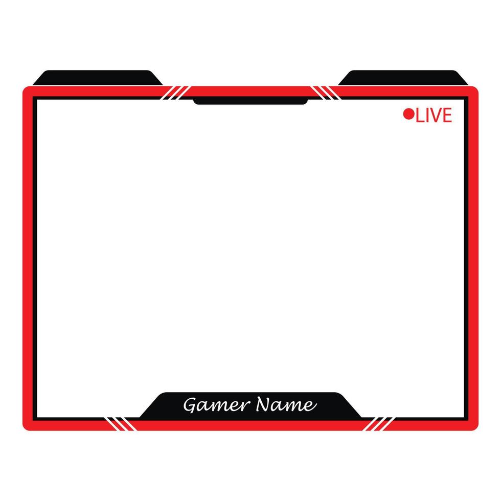 gaming frame overlay voor de live streamer. gamer-overlay voor livestreamers. rode kleur stijlvol live gaming overlay frame met zwarte tint. livestream-overlay voor online gamers. vector