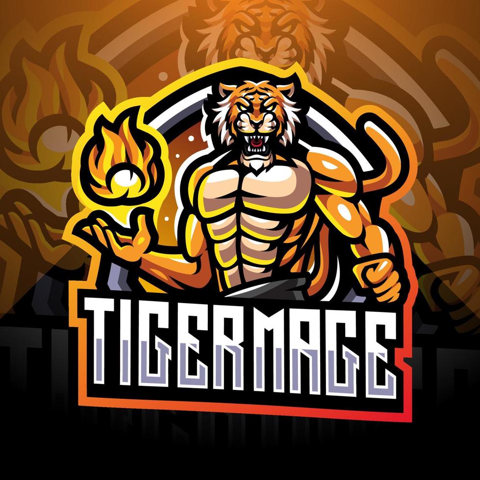 tijger magiër esport mascotte logo ontwerp vector