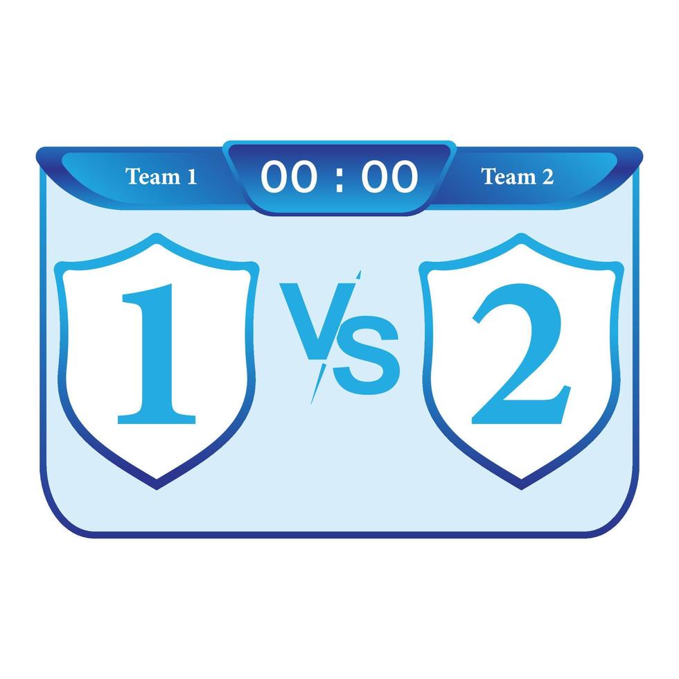 sport wedstrijd scorebord stijlvolle vectorillustratie. een blauwe kleur scorebord op een witte achtergrond. sportteam logo ruimte op een schildvorm met het scorebord. vector