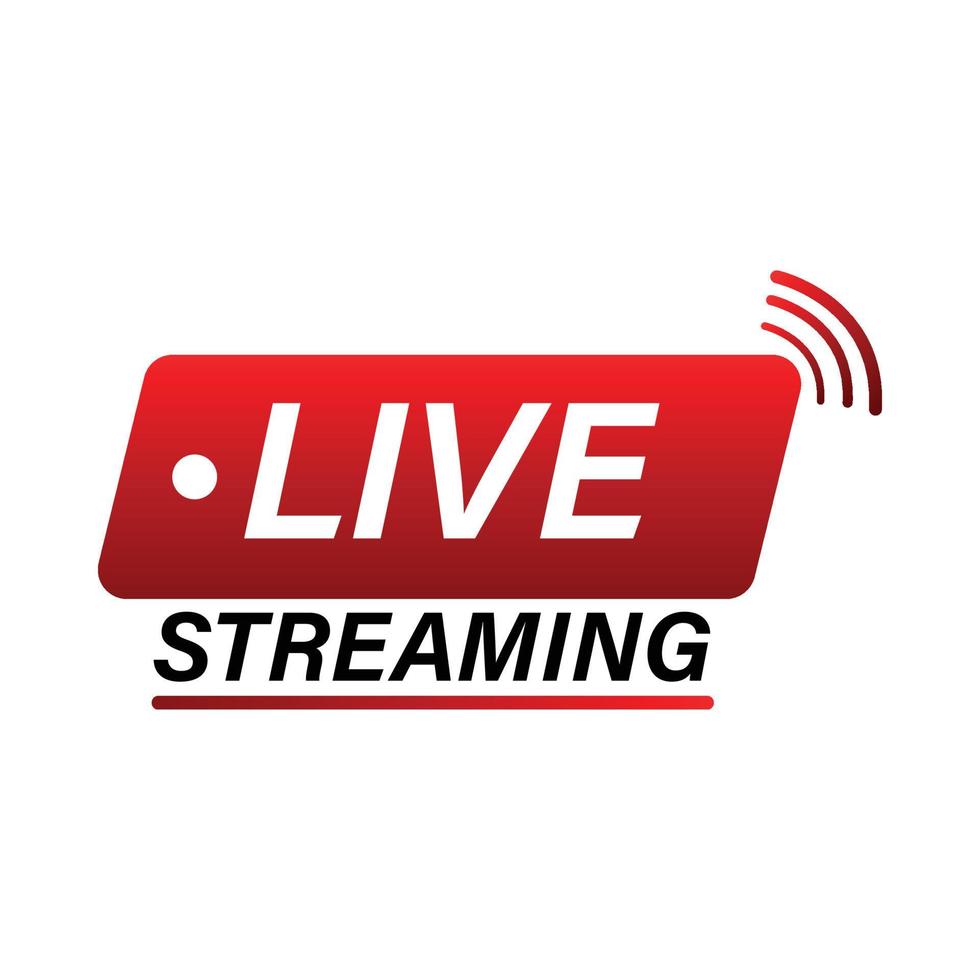 live streaming pictogramontwerp voor het uitzendsysteem. live streaming icoon met rode en witte kleur. live streaming vectorontwerp met lettertype-effect. rood en wit kleurverloopontwerp. vector