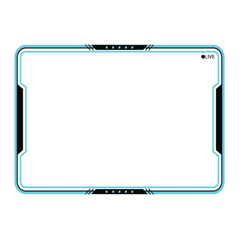 stijlvolle gaming frame overlay voor de live streamer. gamer-overlay in digitale stijl voor livestreamers. cyaan kleur stijlvol live gaming overlay frame met zwarte tint. livestream-overlay voor online gamers vector