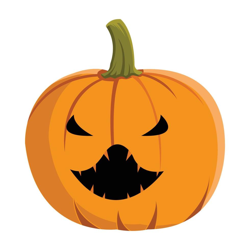 pompoen lantaarn ontwerp met een kwaad gezicht op een witte achtergrond voor halloween. Halloween-pompoenlantaarnontwerp met oranje en groene kleur. Halloween-elementillustratie met pompoen. vector