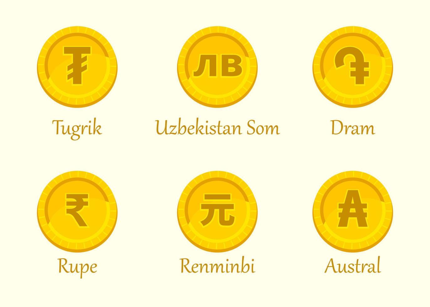 set van valuta munten icoon vector