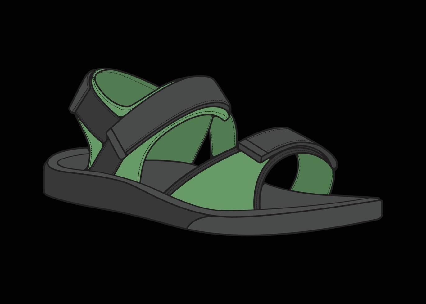 riem sandalen veelkleurige tekening vector, riem sandalen in een veelkleurige stijl, vector illustratie. met zwarte achtergrond