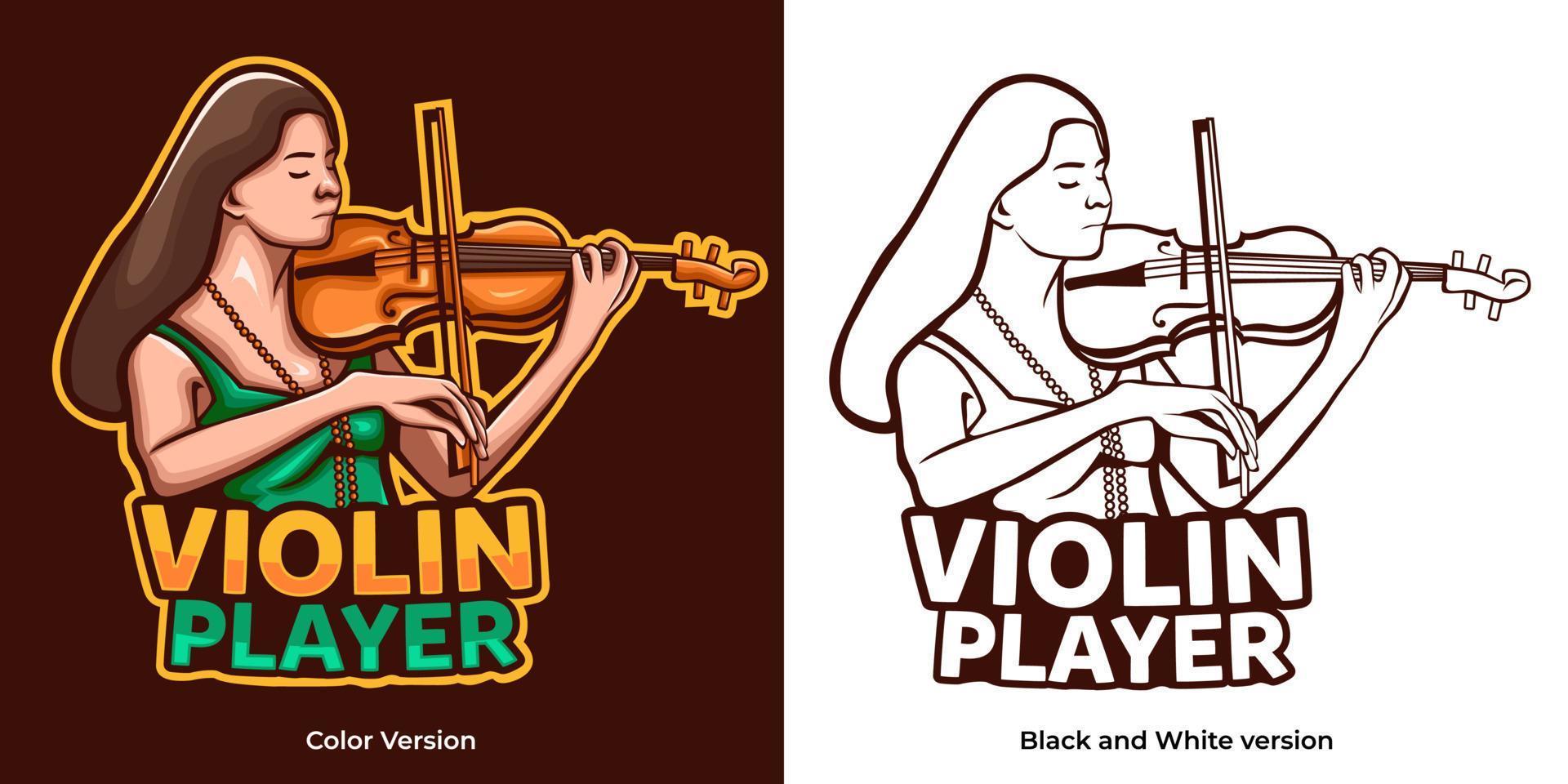 violist mascotte logo. vector illustratie