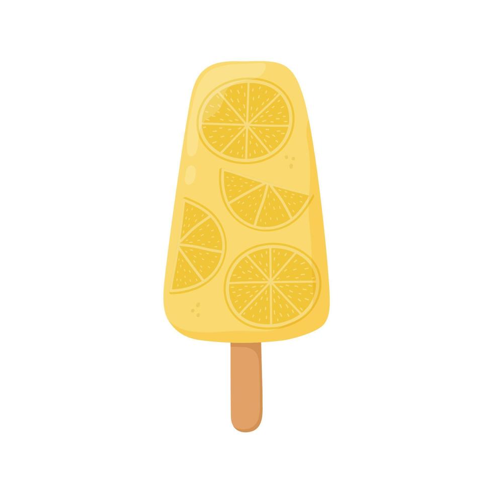 fruitijslolly met citroenen. kan worden gebruikt voor poster-, print-, kaarten- en kledingdecoratie, voor voedselontwerp en ijssalon-logo. vector