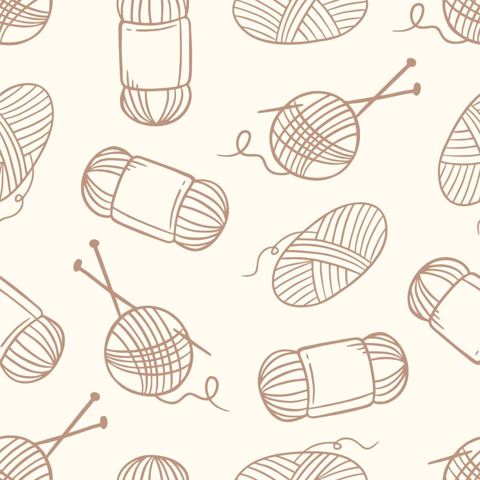 patroon handwerk naaien breien bruin doodle op beige achtergrond vectorillustratie in doodle stijl vector