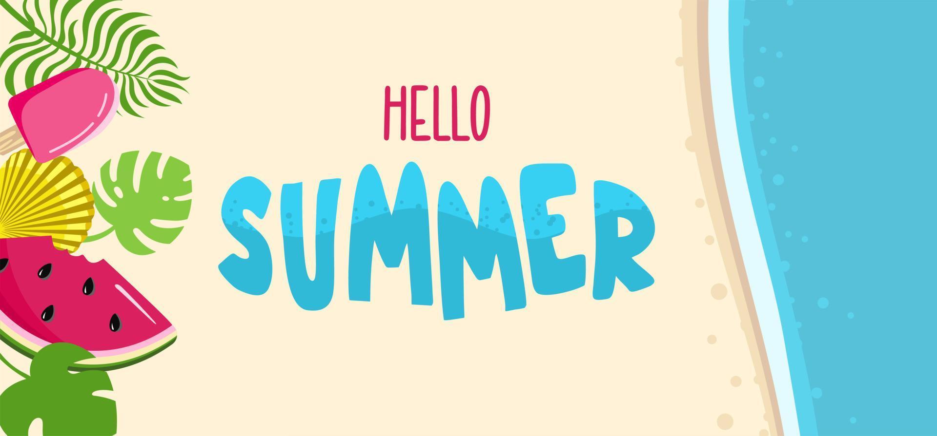 zomer achtergrond website header kleurrijke horizontale briefkaart banner vectorillustratie in vlakke stijl vector