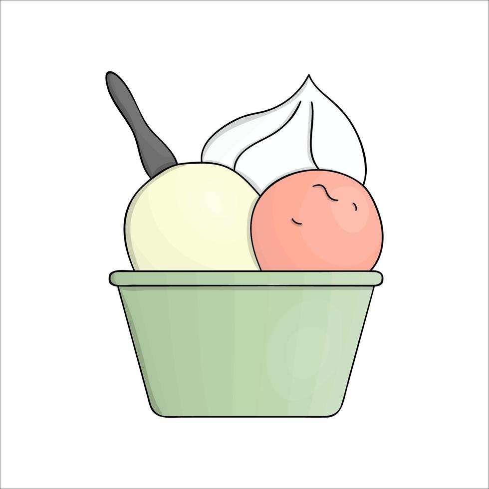 vector gekleurde yoghurt pack icoon. hand getekend biologisch vers zuivelproduct geïsoleerd op een witte achtergrond. natuurlijke voeding illustratie. yoghurt verpakking ontwerp.