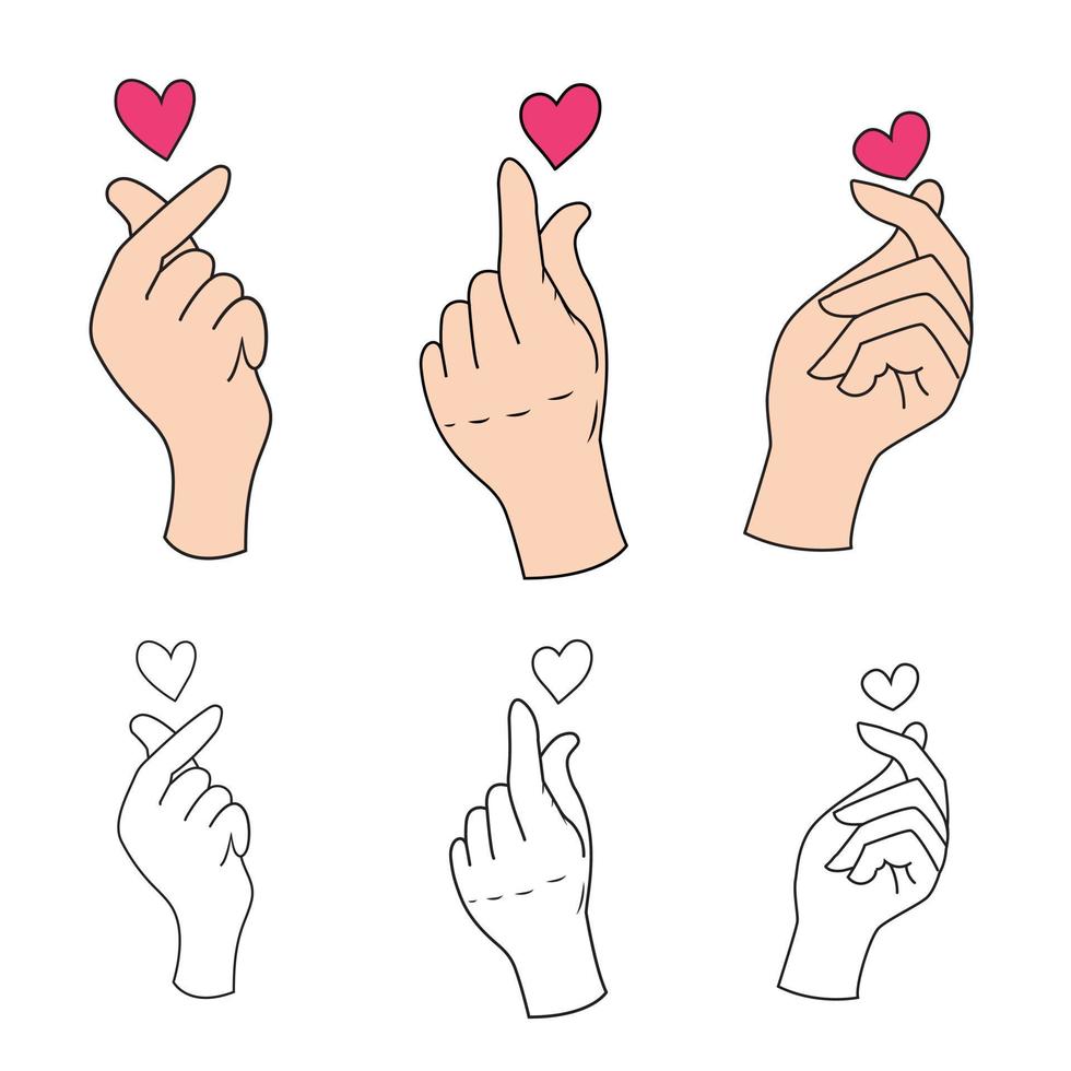Koreaans hart. vinger liefde. ik hou van je hand vector