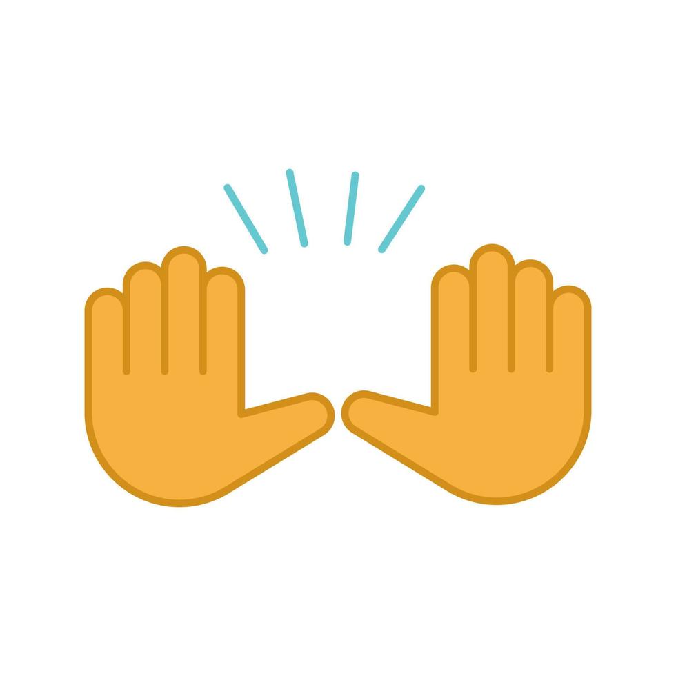 het verhogen van handen gebaar kleur icoon. stoppen, gebaren overgeven. zwaaiende emoji met twee handpalmen. geïsoleerde vectorillustratie vector