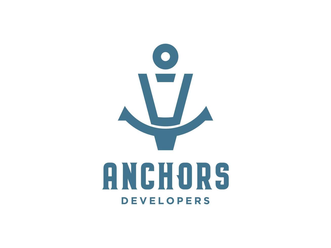 logo ontwerp u anker artistiek alfabet voor boot schip marine nautisch transport vector