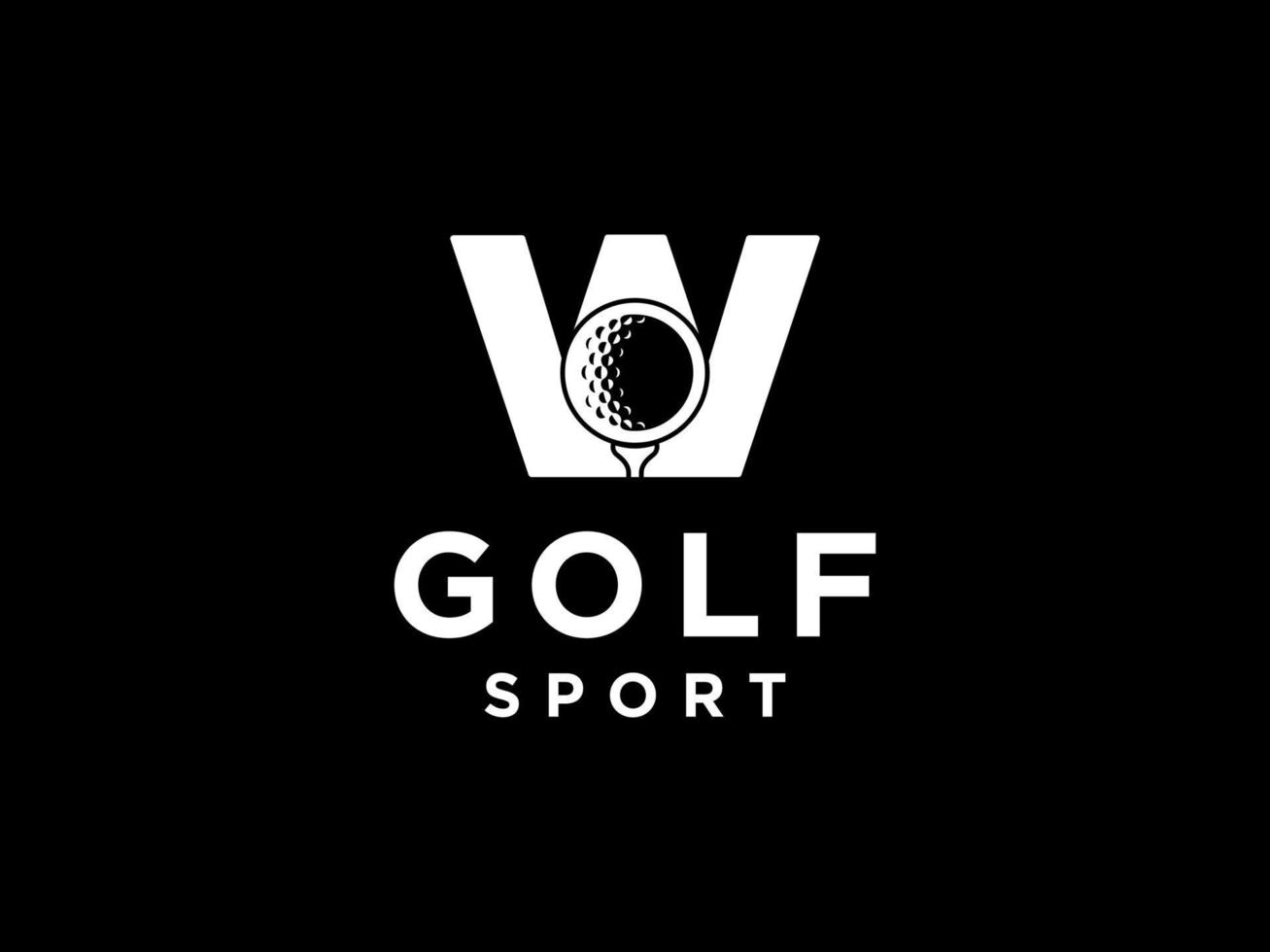 golfsport-logo. letter w voor golf logo vector ontwerpsjabloon.