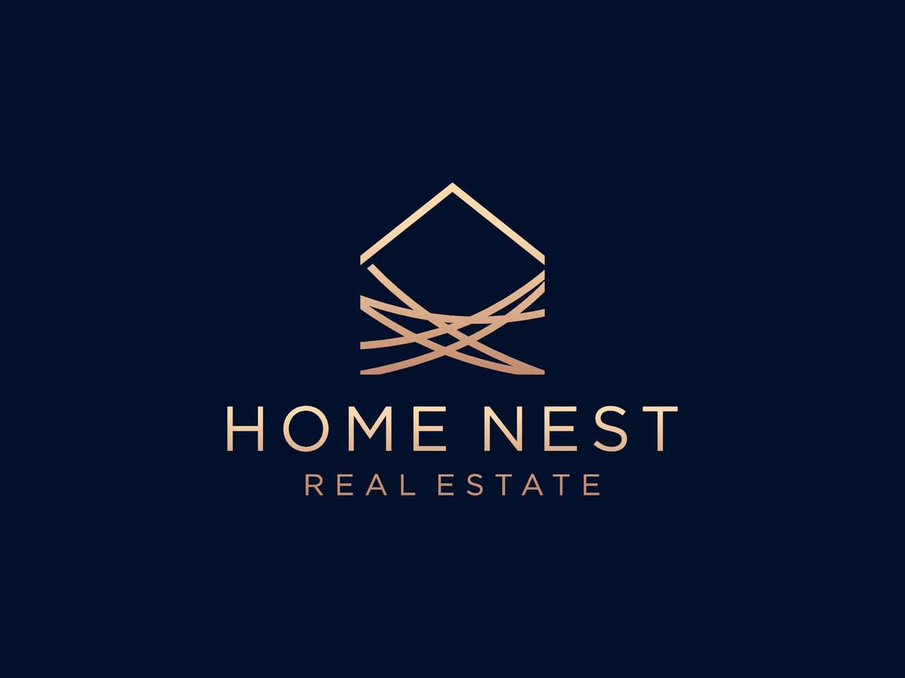 huis nest logo sjabloon, huis tak handgemaakte logo illustratie vector