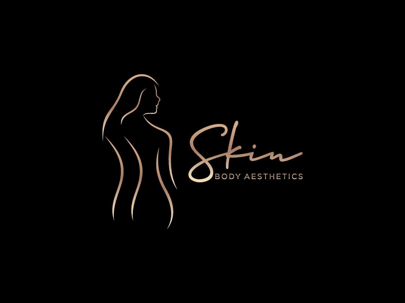 schoonheid handgetekende lichaamsverzorging voor huidverzorging cosmetisch logo-ontwerp vector