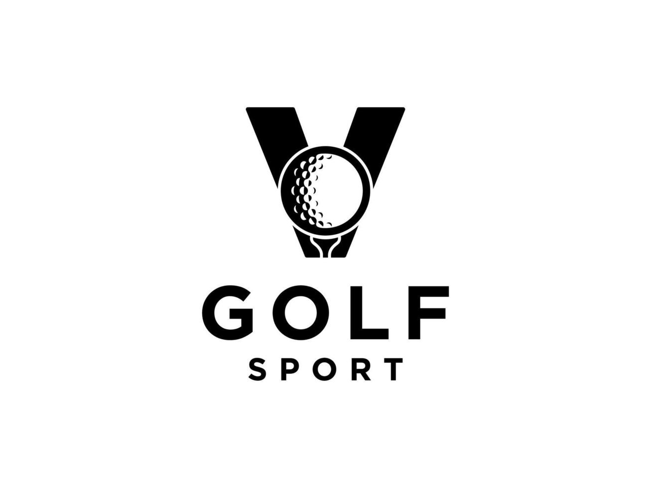 golfsport-logo. letter v voor golf logo vector ontwerpsjabloon.