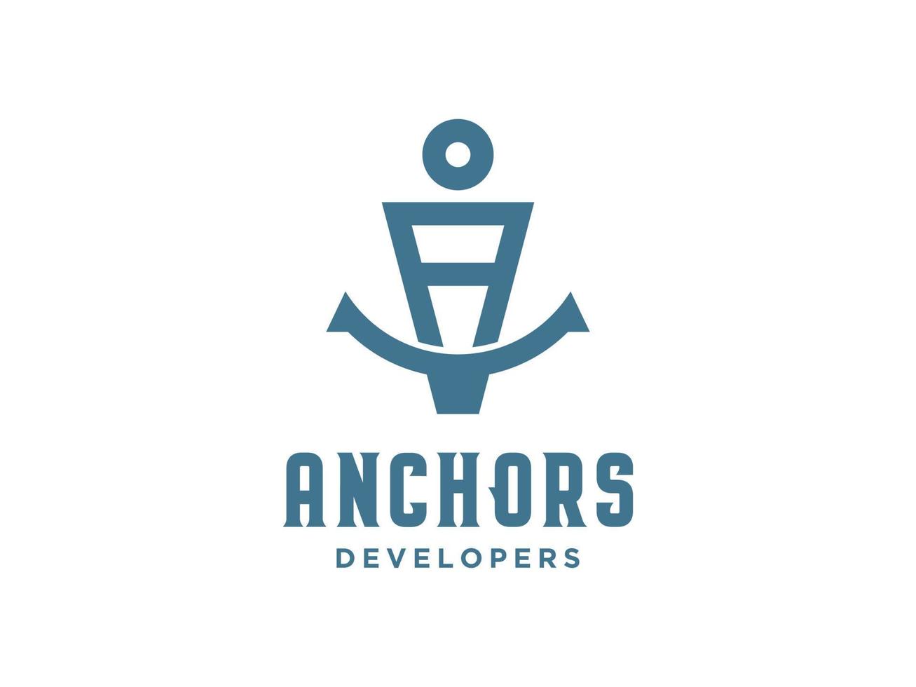 logo ontwerp een anker artistiek alfabet voor boot schip marine nautisch transport vector