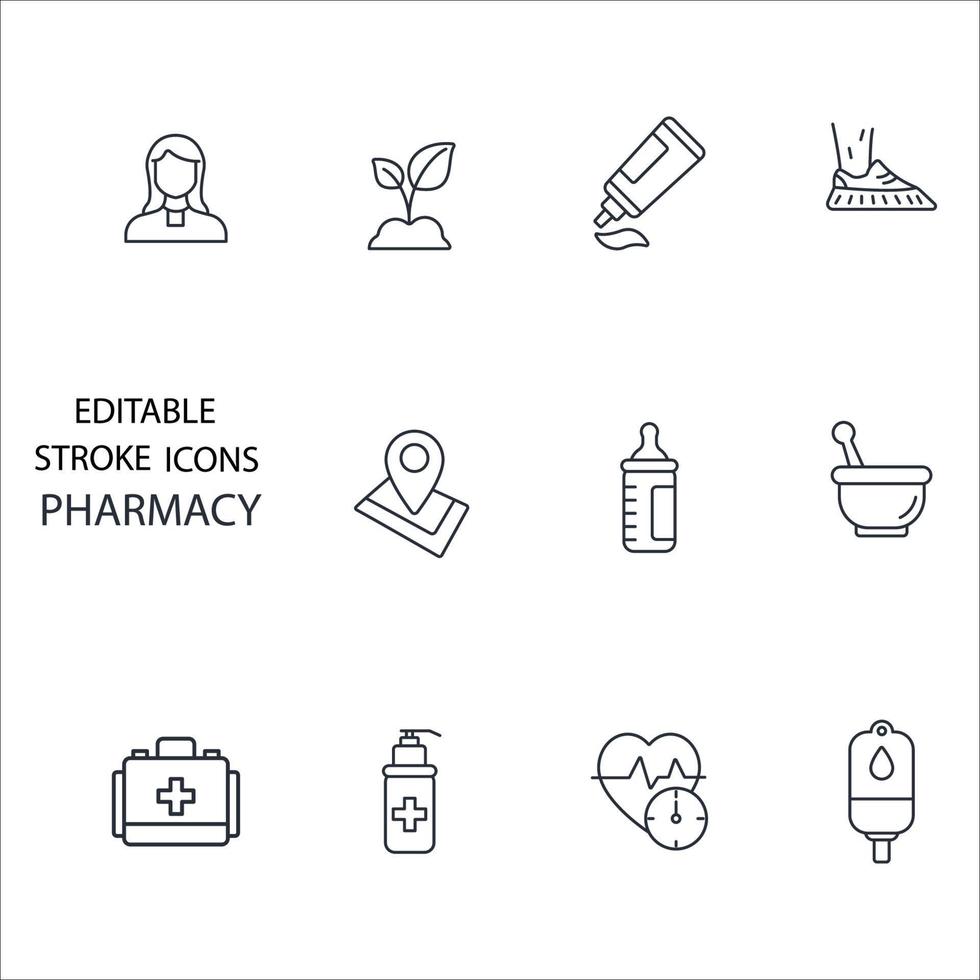 apotheek pictogrammen instellen. apotheek pack symbool vector-elementen voor infographic web vector