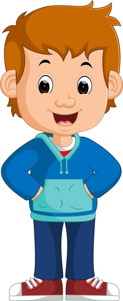 schattige jongen cartoon poseren vector