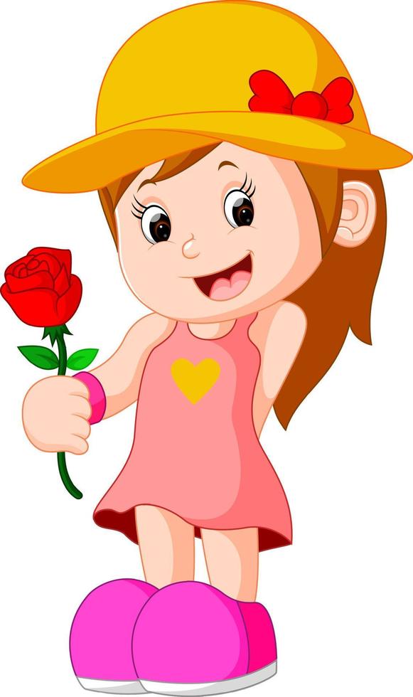 tekenfilm van een meisje met een bloem vector