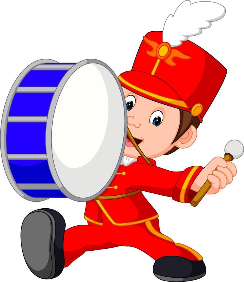 marcherende band die op een grote basdrum slaat vector