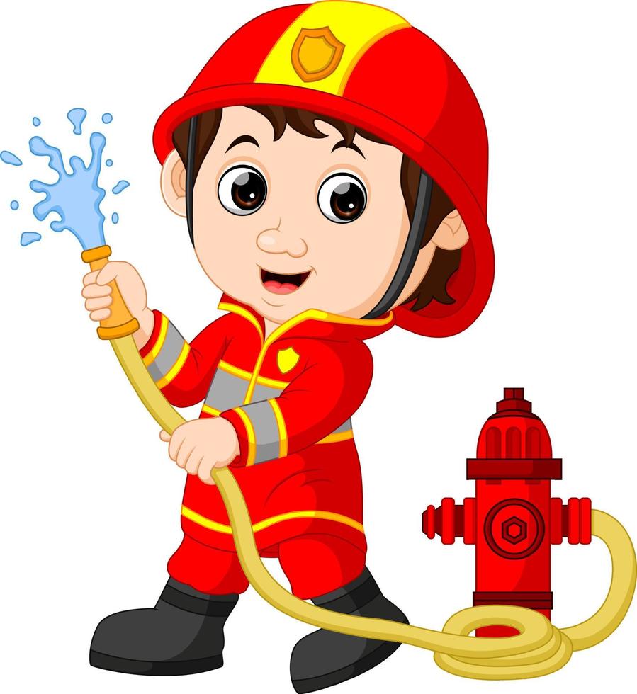 schattige brandweerman cartoon vector