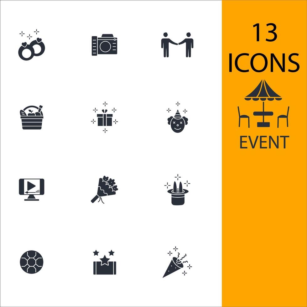 gebeurtenis pictogrammen instellen. event pack symbool vector-elementen voor infographic web vector