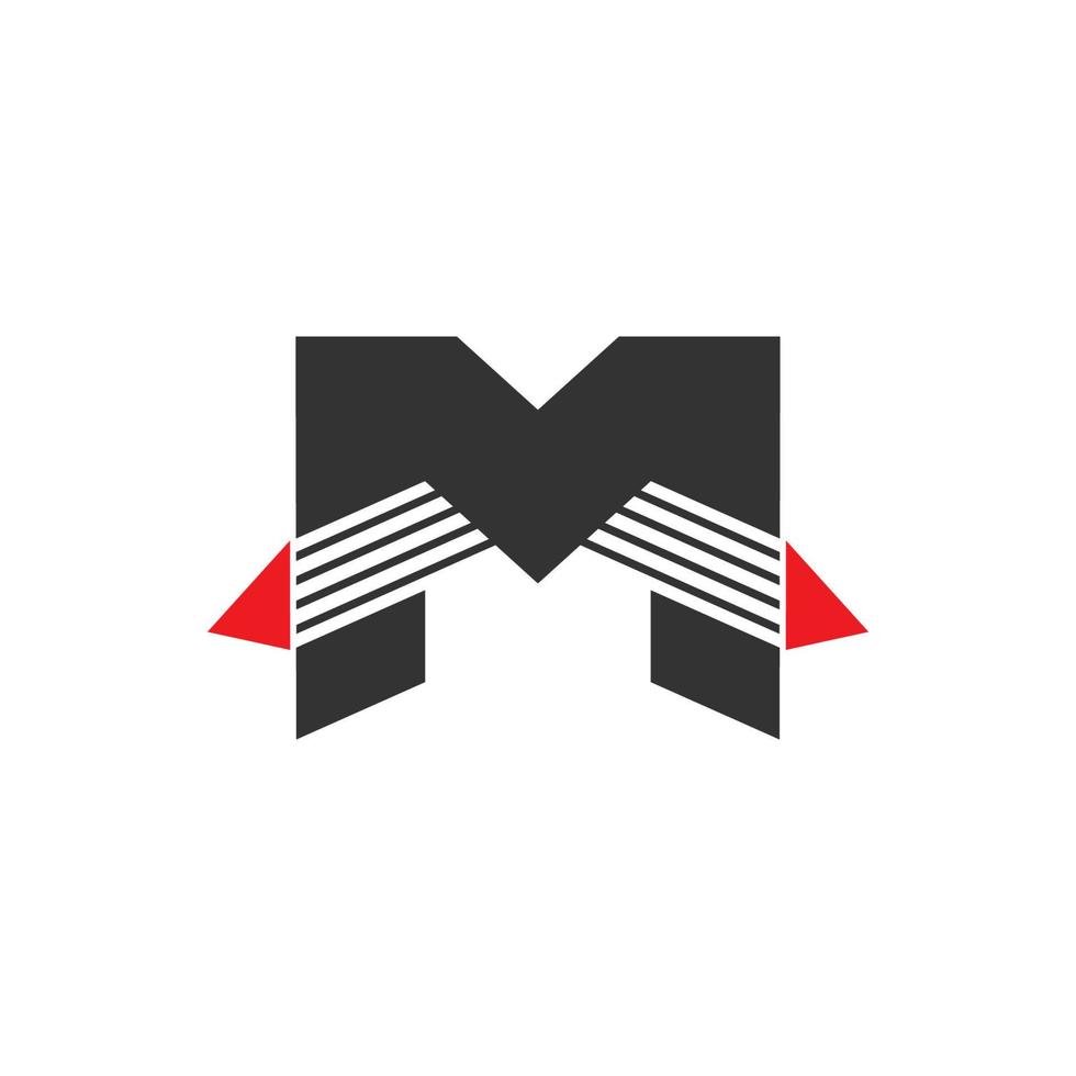 letter m strepen snel pijl geometrisch logo vector