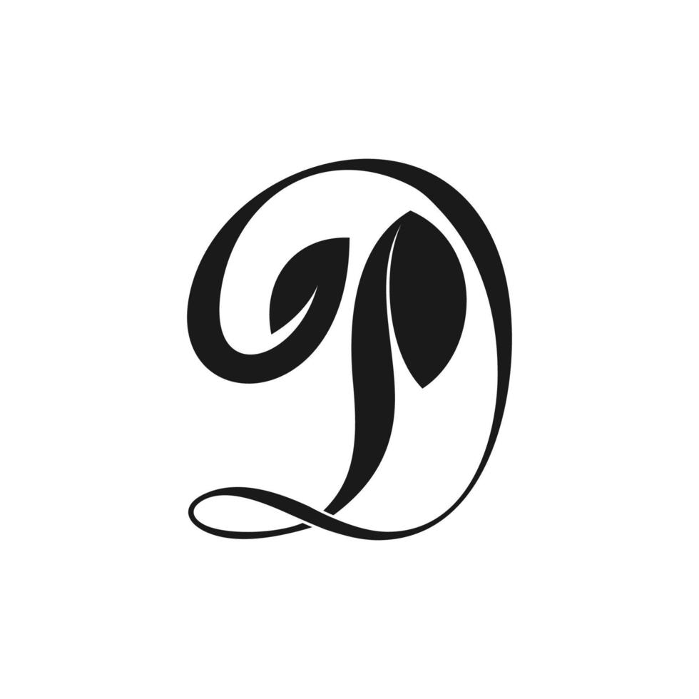 letter d bochten natuur groen blad symbool logo vector