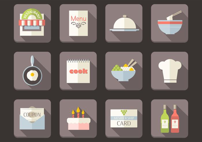 Platte Restaurant Pictogrammen Vector Set