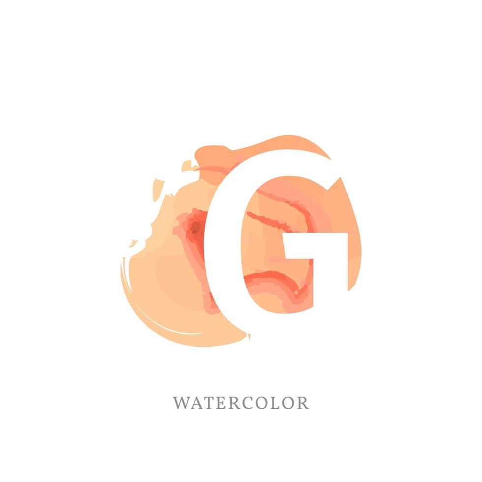 negatieve letter g met aquarel splash voor mode of schoonheidsverzorging logo, kledingmerk, personal branding identiteit, visagist of een ander bedrijf vector