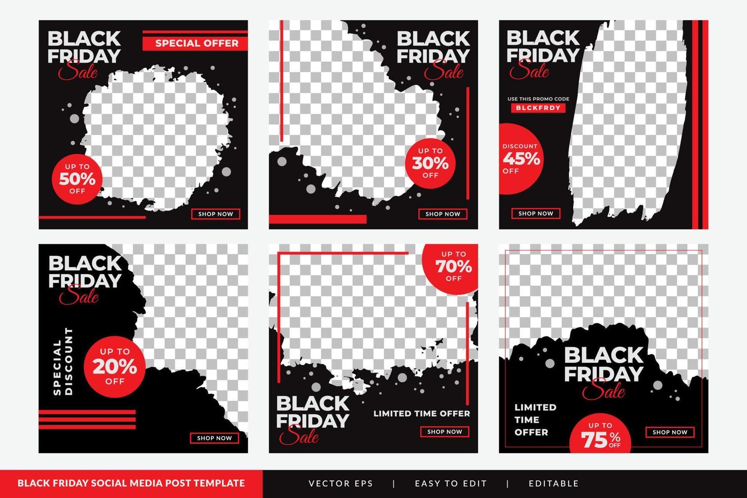 black friday fashion sale social media post ontwerpsjabloon vector