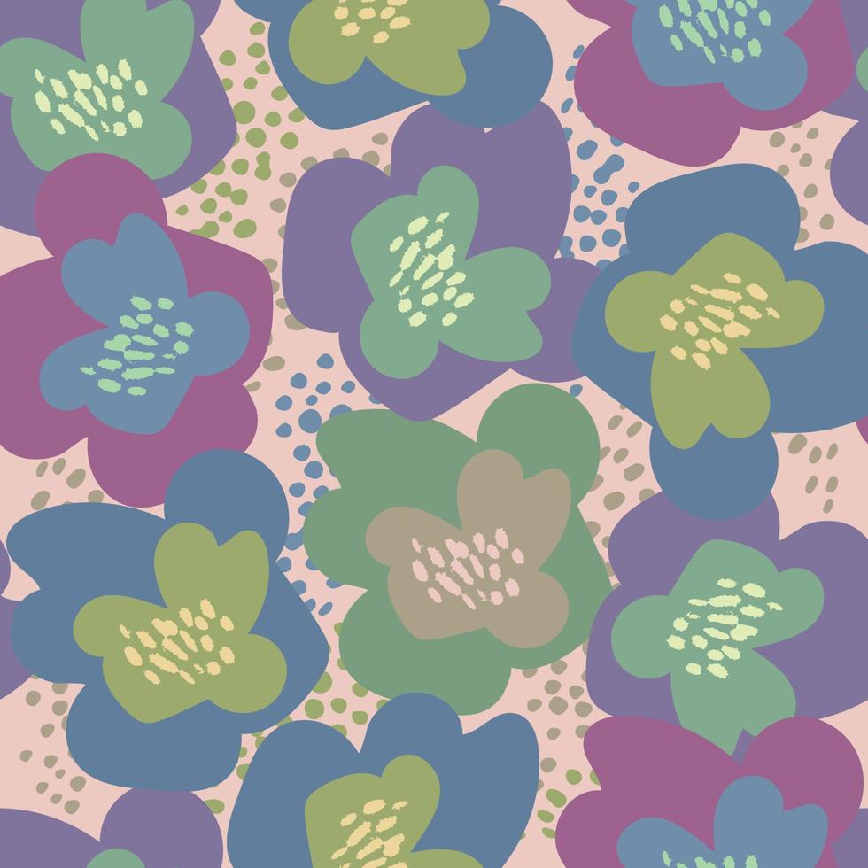 naadloze doodle kleurrijke bloemen patroon achtergrond, wenskaart of stof vector