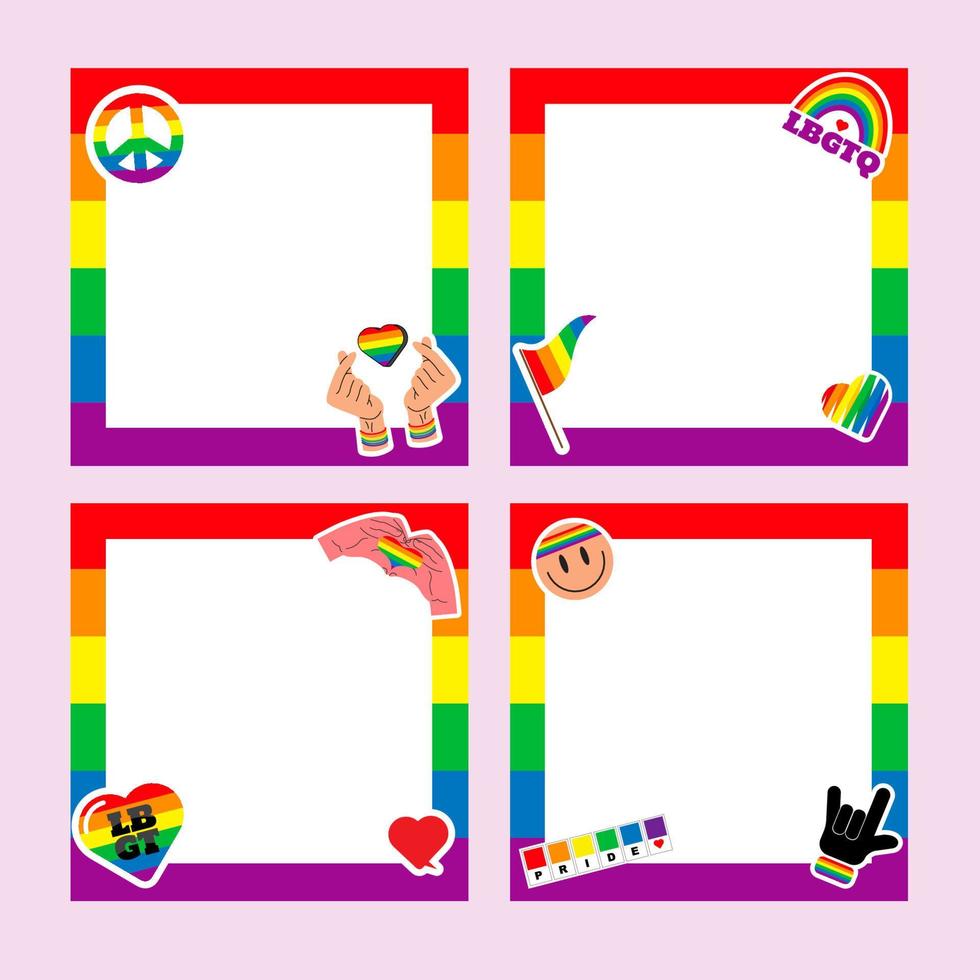 trots frame. lgbt-symbolen. liefde, hart, vlag in regenboogkleuren, homo, lesbische parade, vectorillustratie vector