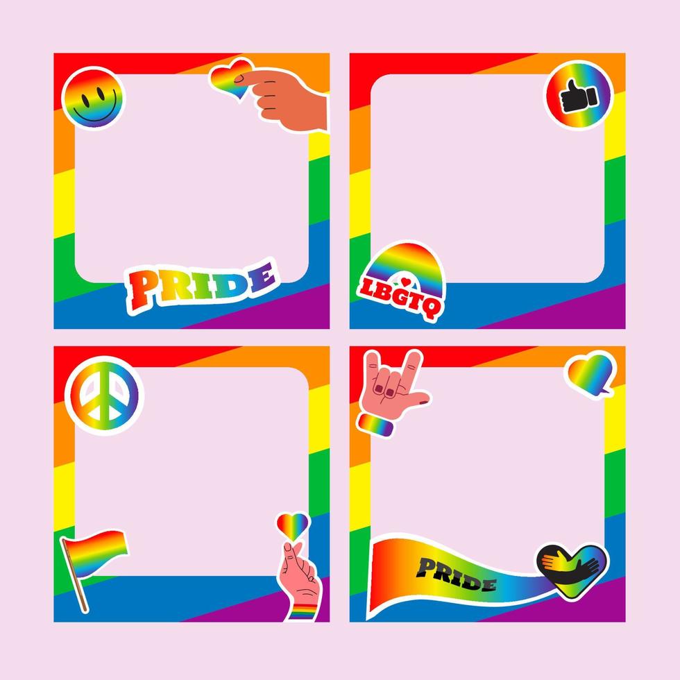 trots frame. lgbt-symbolen. liefde, hart, vlag in regenboogkleuren, homo, lesbische parade, vectorillustratie vector