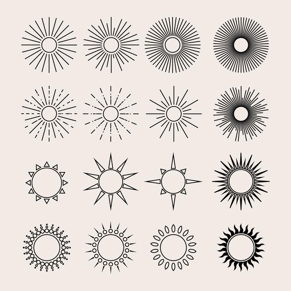 set bundel pictogram logo vector zon ontwerpsjabloon