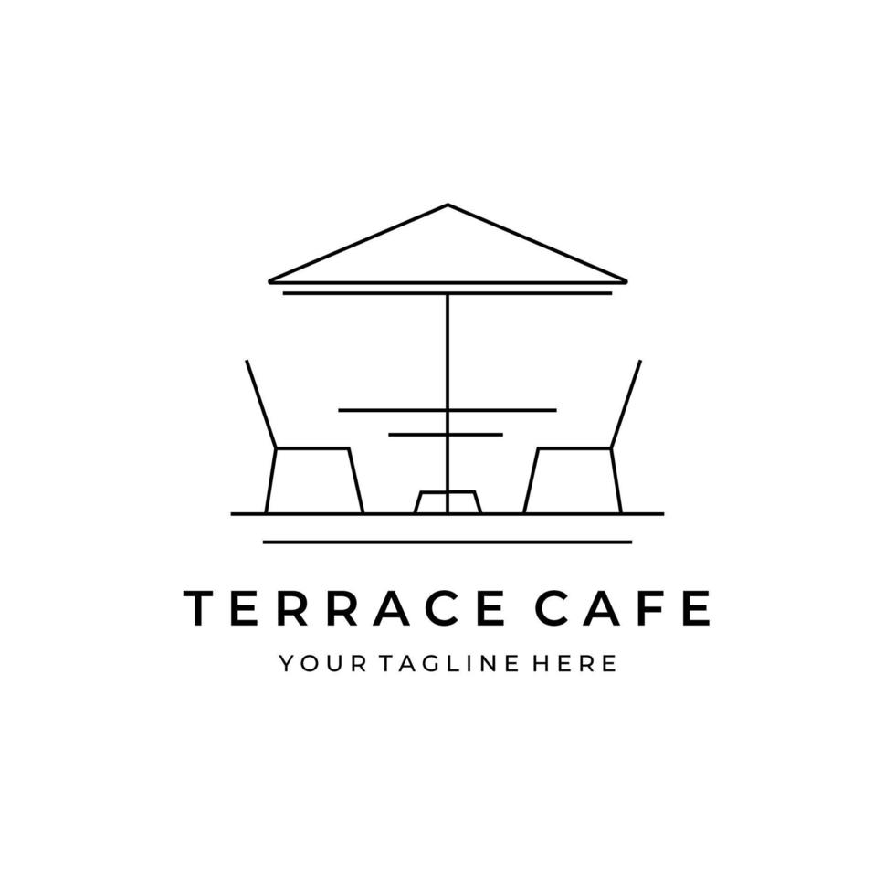 terras café lijntekeningen logo vector illustratie ontwerp