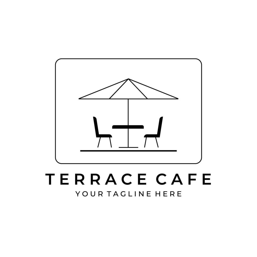 terras café lijntekeningen logo vector illustratie ontwerp