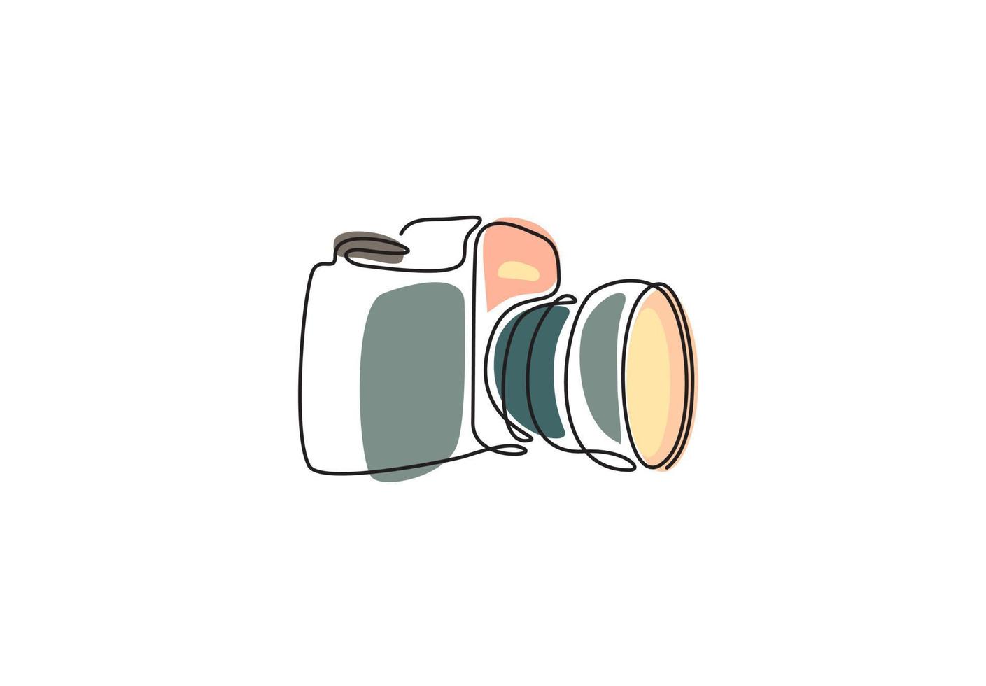 één lijntekening, camera-illustratie vector