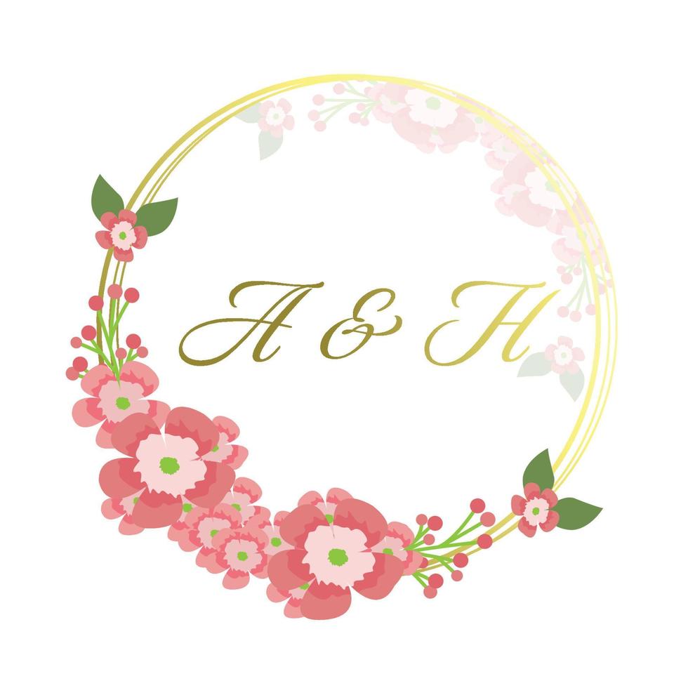 gouden ronde frame met pioenrozen. bloemensjabloon voor huwelijksuitnodigingskaarten en wenskaarten. geïsoleerd object op een witte achtergrond. hand getekende botanische illustratie. vector