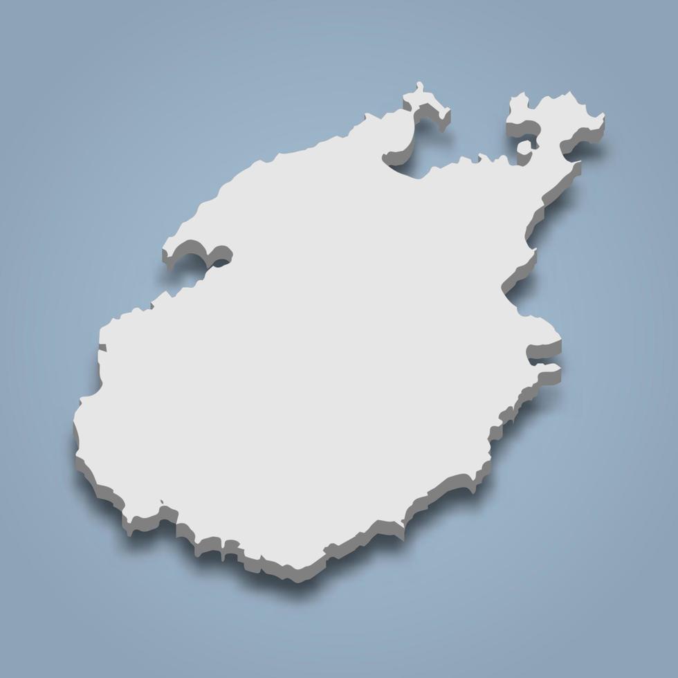 3d isometrische kaart van paros is een eiland in griekenland vector